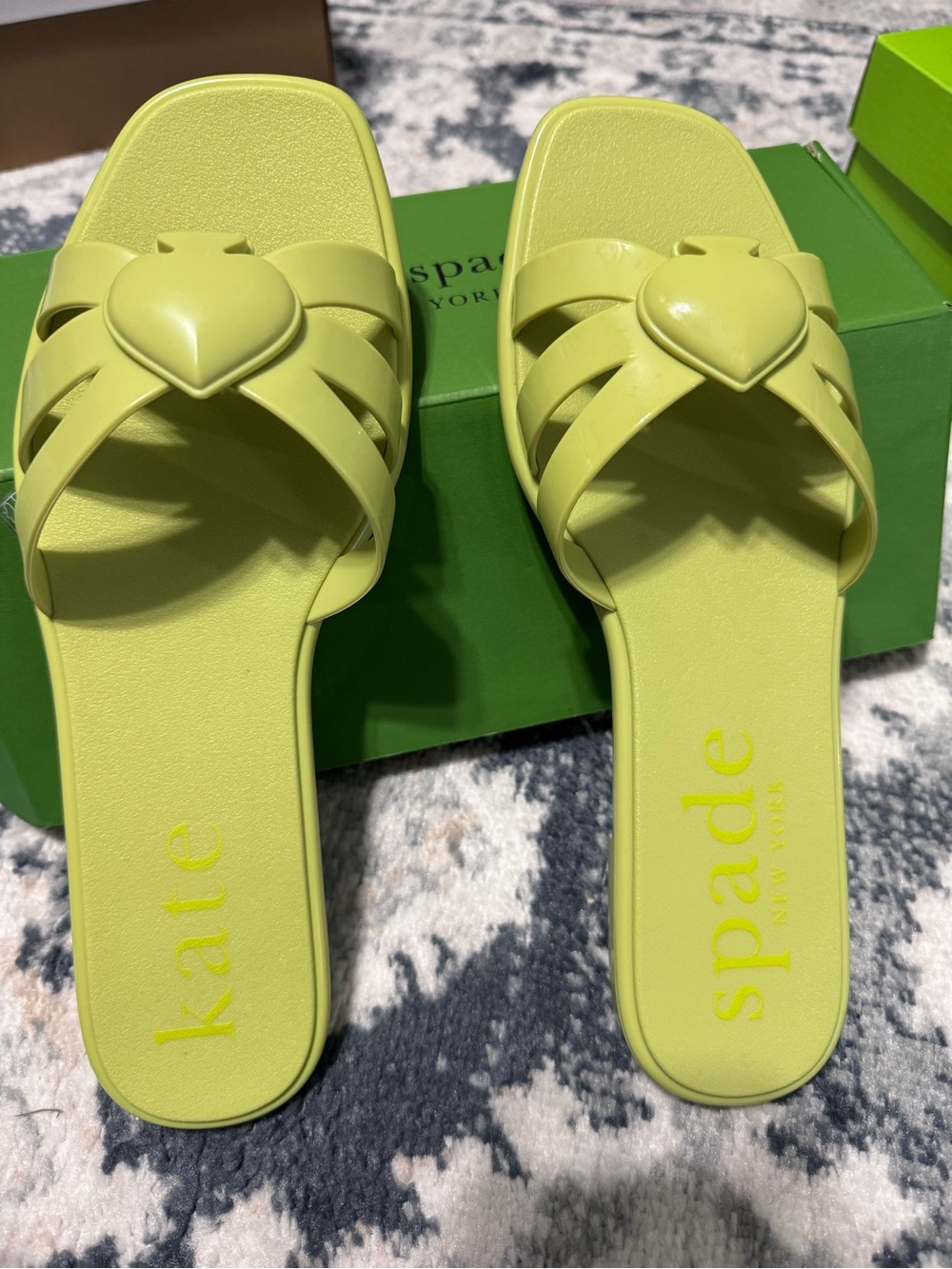 kate spade Lime Heart-Embellished Slide Sandals